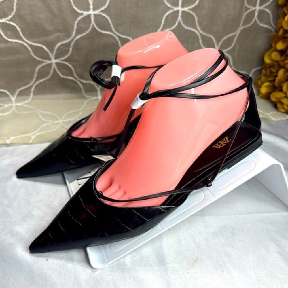 (Z) Zara, flat pointed toe shoes, ankle straps, sizes US/EU 37/6.5, 36/6